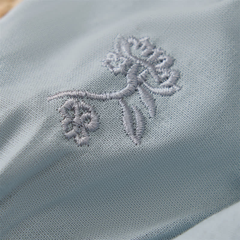 Buddha Stones 夏物 ヴィンテージ 唐草風 カエルボタン刺繍 花柄 無地 レディース 肘丈袖シャツ - image 4