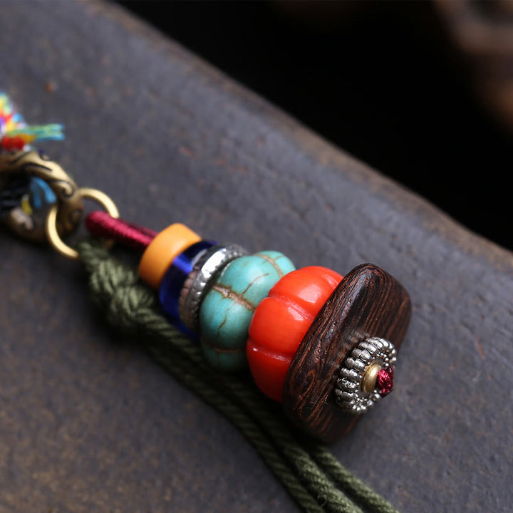 Buddha Stones チベットのマニ石山デザイン、劉莉ビーズのグラウンディングタッセルネックレス - image 3