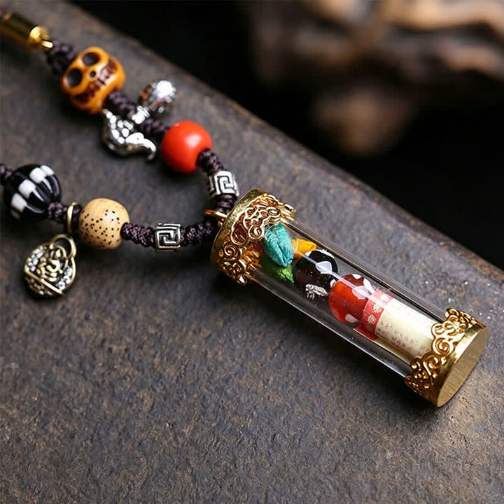 Buddha Stones チベットのガウ祈祷箱、瑪瑙銅製経典チューブ、グラウンディングネックレス - image 3