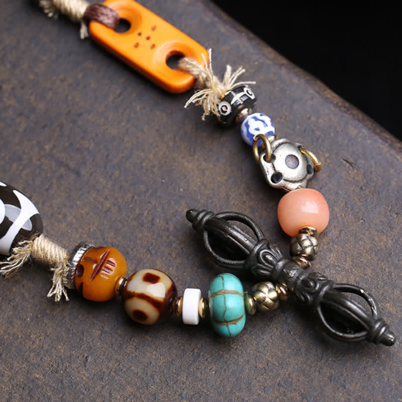 Buddha Stones チベットの三眼ジービーズ金剛杵ネックレス - image 3