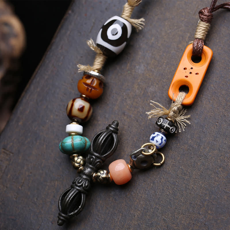 Buddha Stones チベットの三眼ジービーズ金剛杵ネックレス - image 4