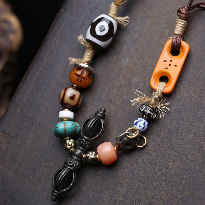 Buddha Stones チベットの三眼ジービーズ金剛杵ネックレス - image 4