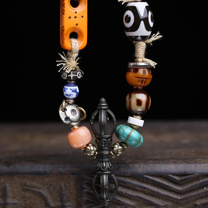 Buddha Stones チベットの三眼ジービーズ金剛杵ネックレス - image 2