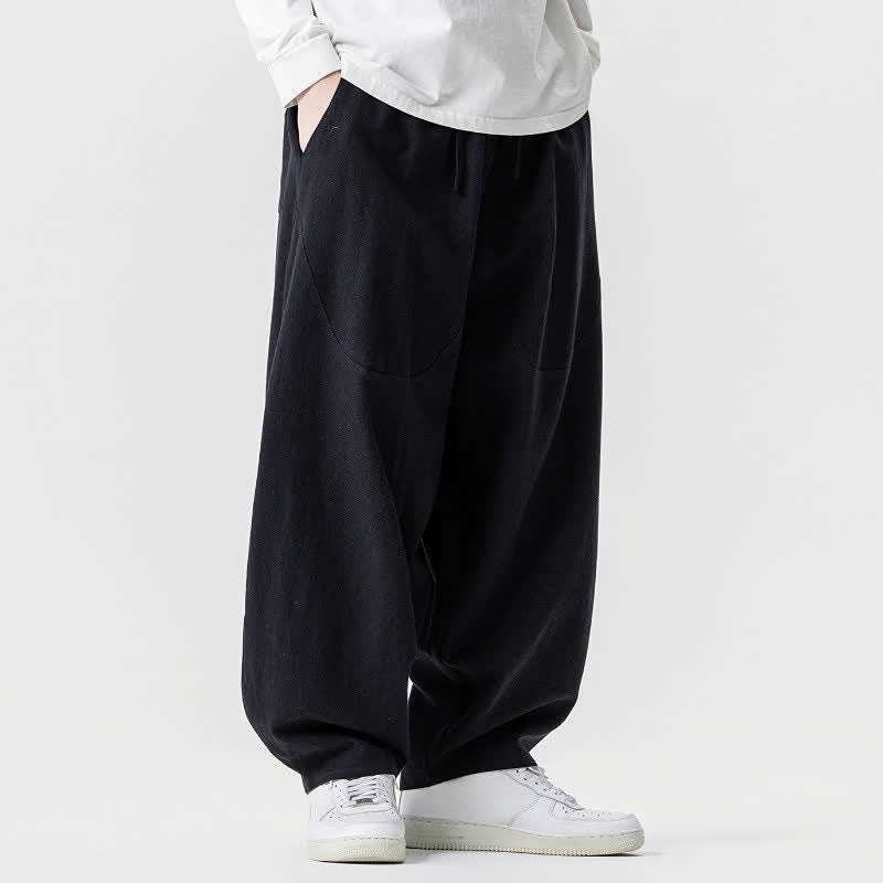 Buddha Stones 春夏カジュアルドローストリング無地コットンアンクルパンツメンズハーレムパンツポケット付き - image 16