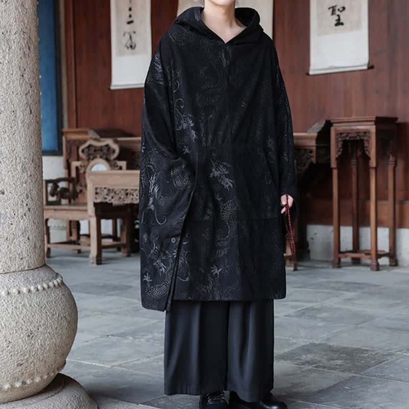 Buddha Stones 秋冬ヴィンテージ風タングスタイルコーデュロイメンズ長袖パーカー - image 1