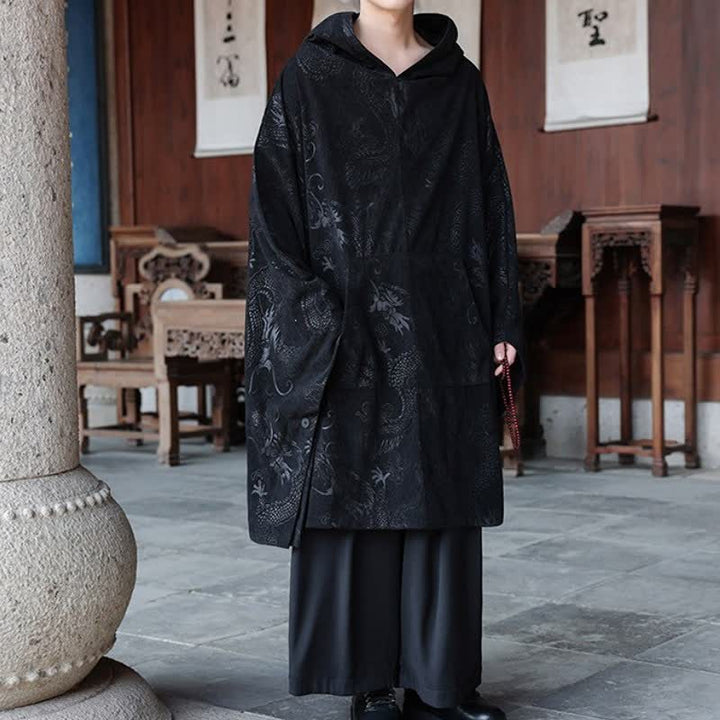Buddha Stones 秋冬ヴィンテージ風タングスタイルコーデュロイメンズ長袖パーカー - image 1