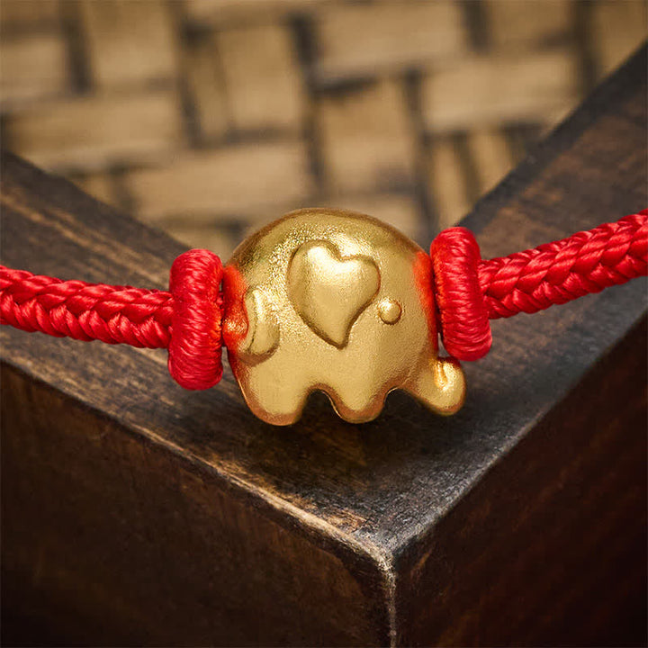 Buddha Stones 赤紐の象の銅製守護ブレスレット - image 3