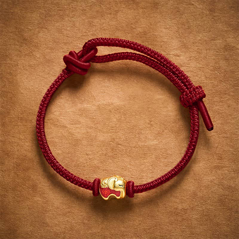 Buddha Stones 赤紐の象の銅製信仰ブレスレット - image 11