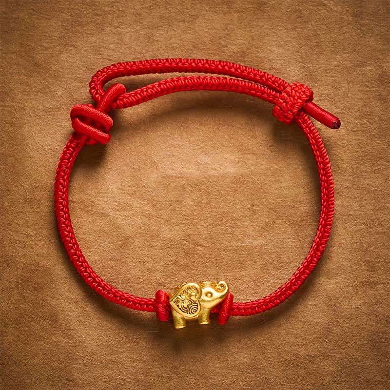 Buddha Stones 象の赤紐の銅製強さブレスレット - image 2