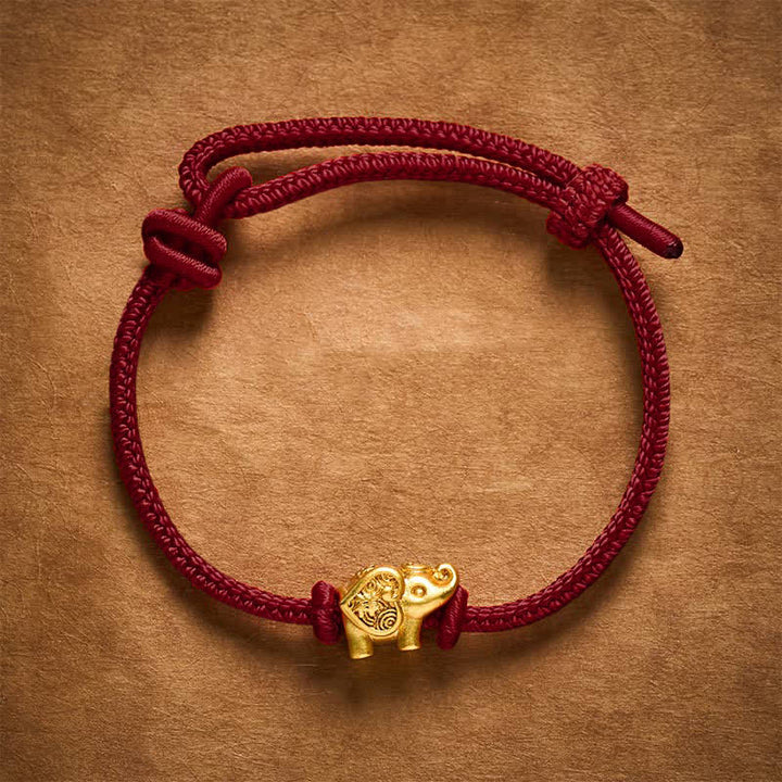 Buddha Stones 象の赤紐の銅製強さブレスレット - image 11