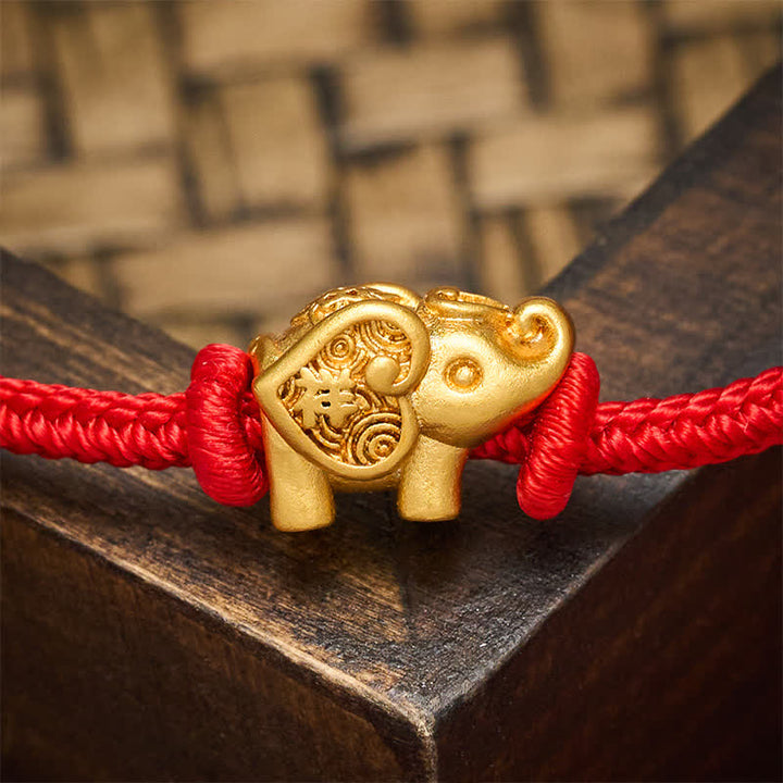 Buddha Stones 象の赤紐の銅製強さブレスレット - image 4