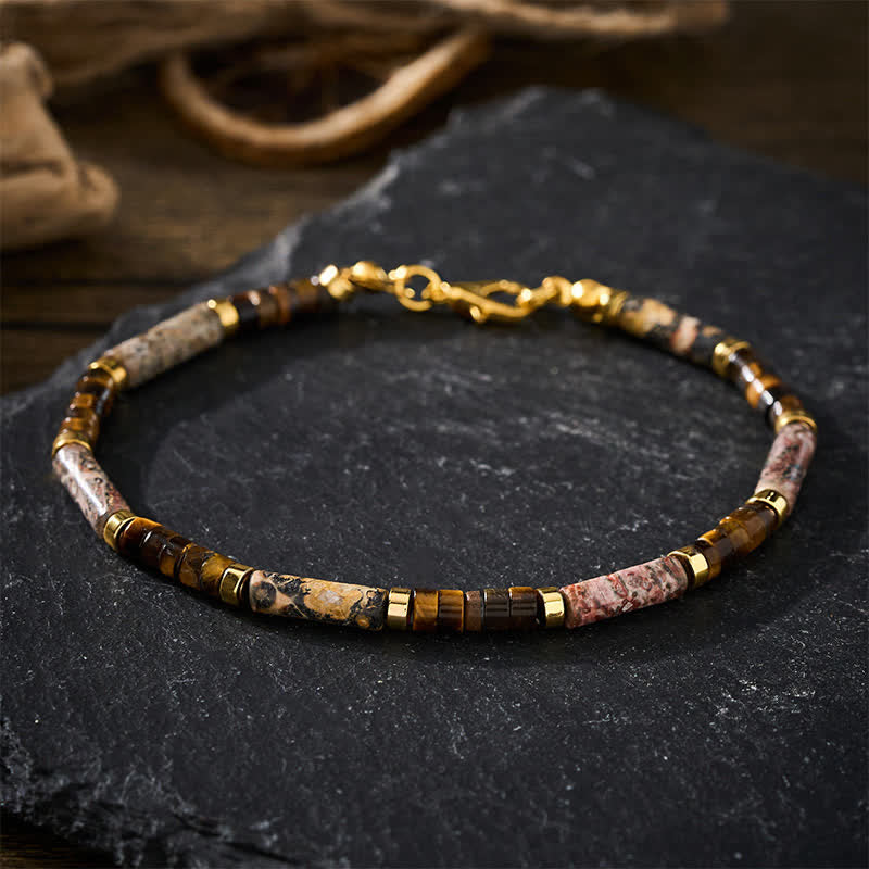 Buddha Stones ピクチャージャスパータイガーアイバレルビーズ勇気ブレスレット - image 3