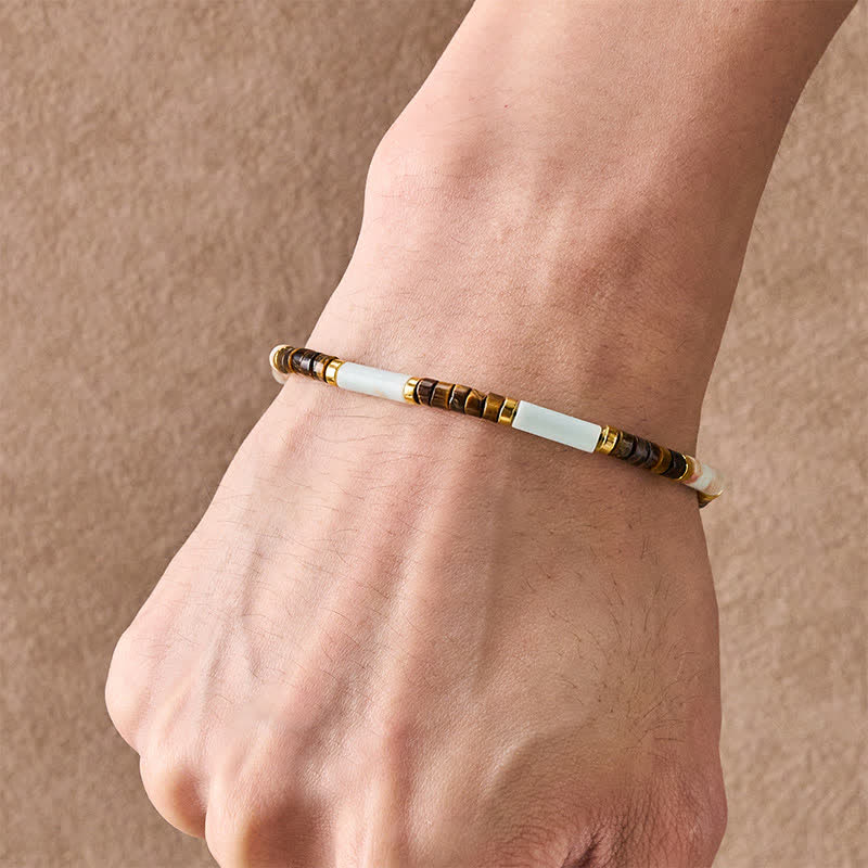 Buddha Stones レッドネットワークストーン タイガーアイ バレルビーズ 自信ブレスレット - image 4