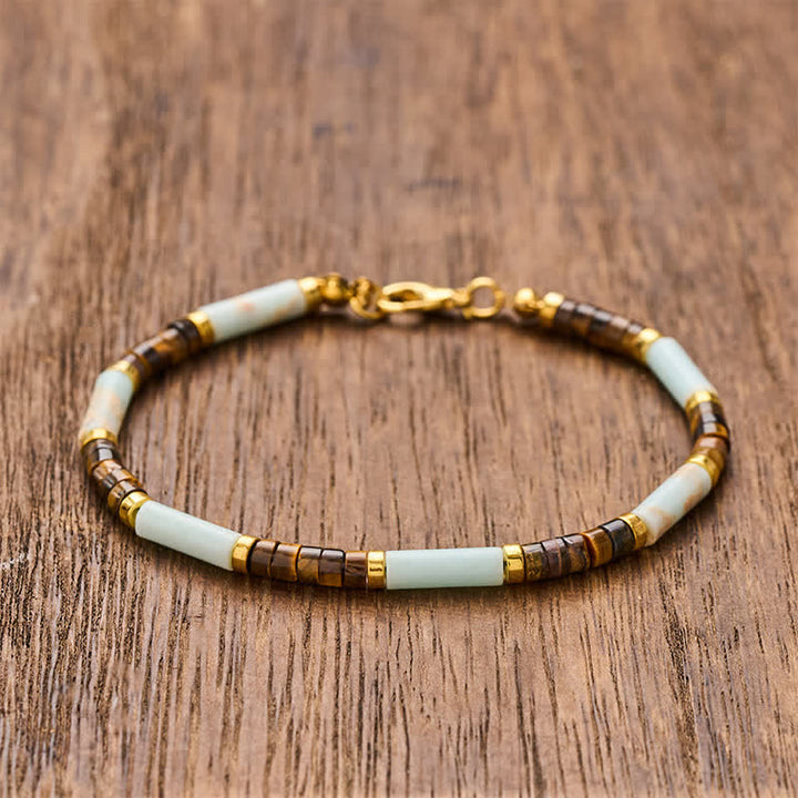 Buddha Stones レッドネットワークストーン タイガーアイ バレルビーズ 自信ブレスレット - 7.9～8.2インチ（20～21cm） - image 0