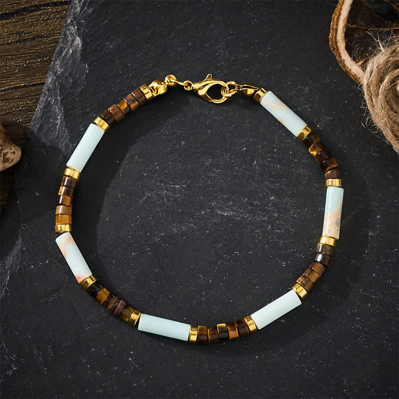 Buddha Stones レッドネットワークストーン タイガーアイ バレルビーズ 自信ブレスレット - image 2