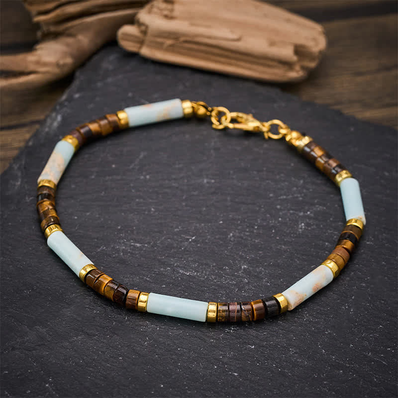 Buddha Stones レッドネットワークストーン タイガーアイ バレルビーズ 自信ブレスレット - image 3