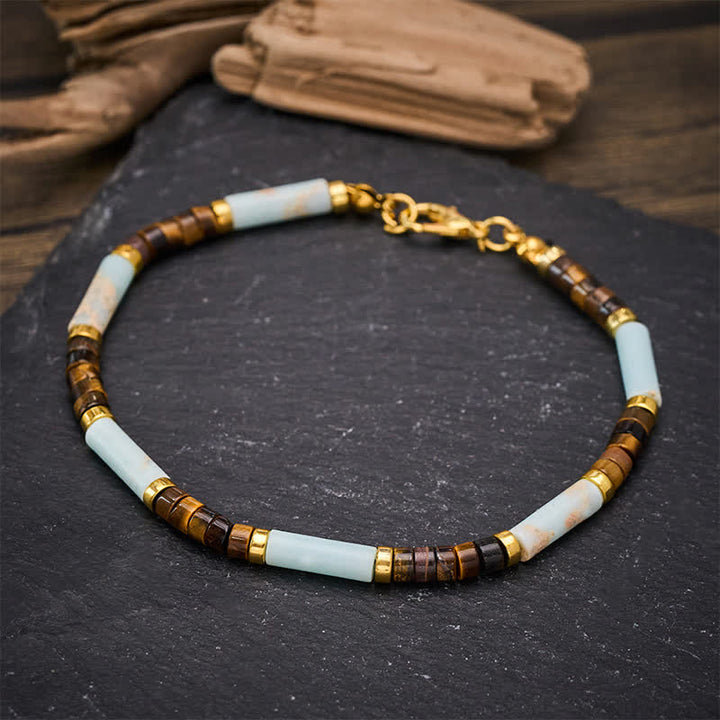 Buddha Stones レッドネットワークストーン タイガーアイ バレルビーズ 自信ブレスレット - image 3