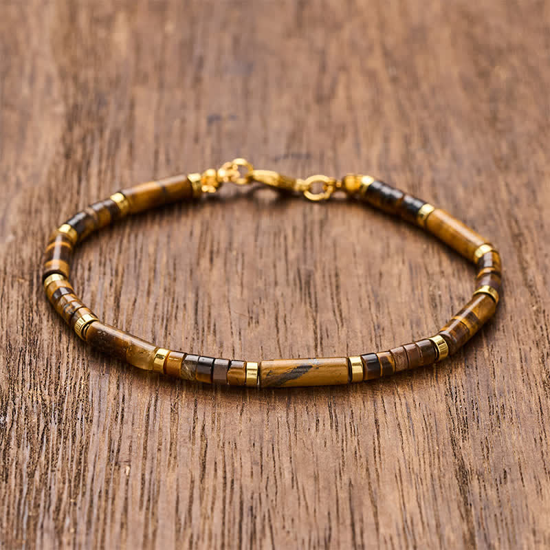Buddha Stones 天然タイガーアイのお守りビーズブレスレット - 7.9～8.2インチ（20～21cm） - image 0