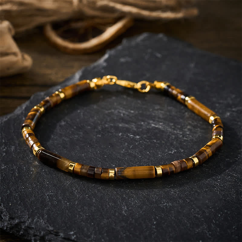 Buddha Stones 天然タイガーアイのお守りビーズブレスレット - image 1