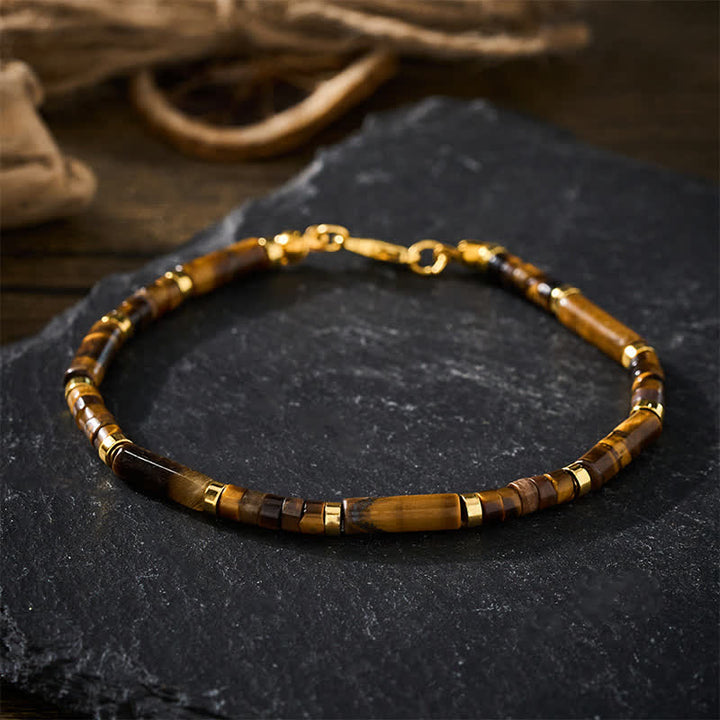 Buddha Stones 天然タイガーアイのお守りビーズブレスレット - image 1