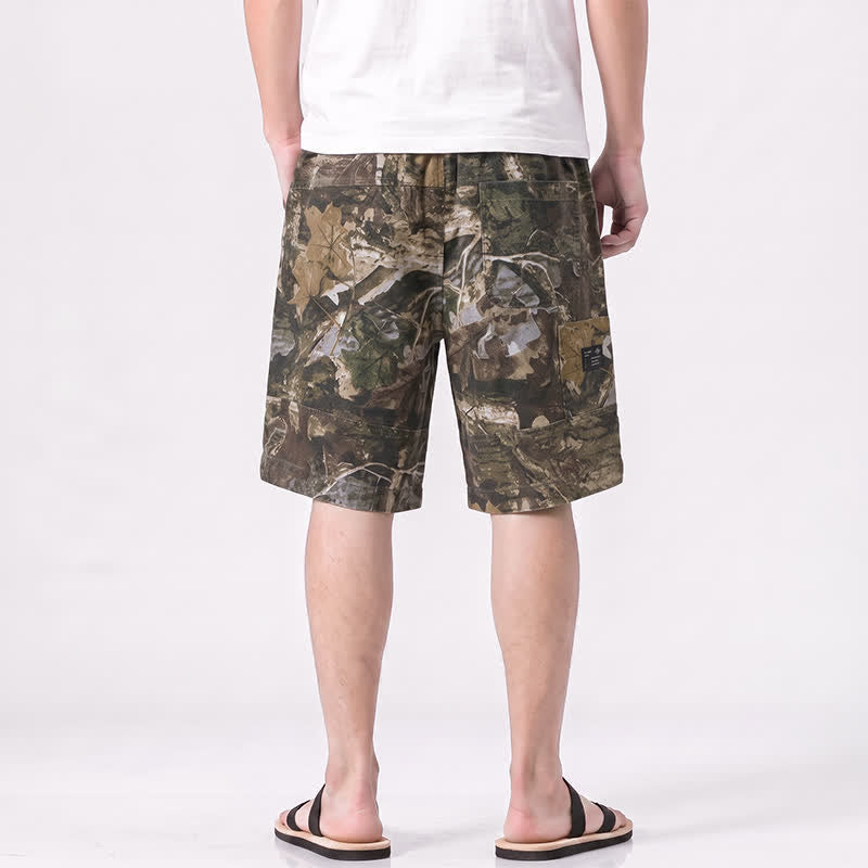Buddha Stones 夏用カジュアルアスレチックドローストリング迷彩柄コットンラミーメンズショートパンツ（ポケット付き） - image 11