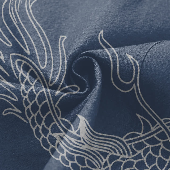 Buddha Stones 綿素材の白龍雲柄前開きメンズ着物 - image 5