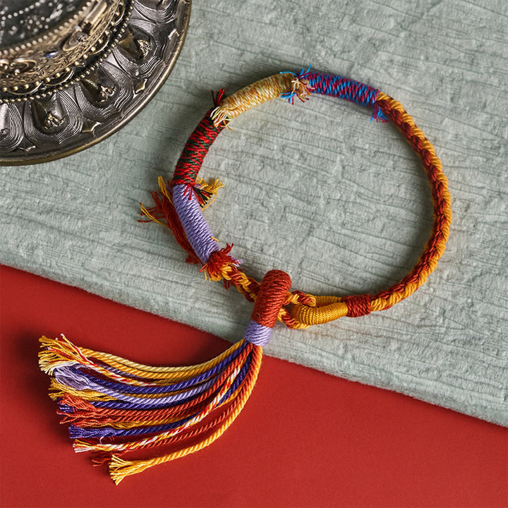 Buddha Stones コットンロープ レトロ ボヘミアン 調節可能 タッセルブレスレット - image 3
