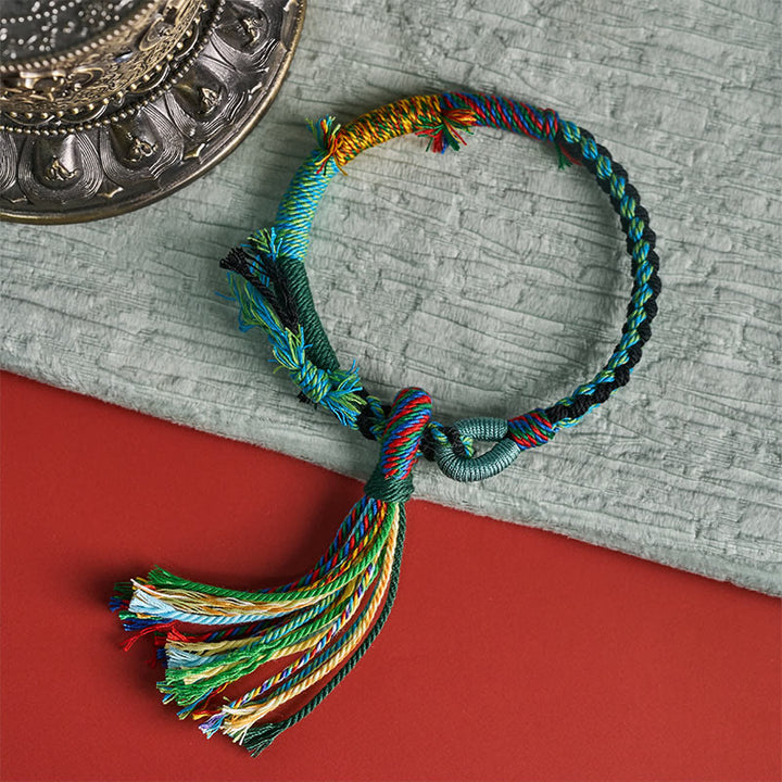 Buddha Stones コットンロープ レトロ ボヘミアン 調節可能 タッセルブレスレット - image 11