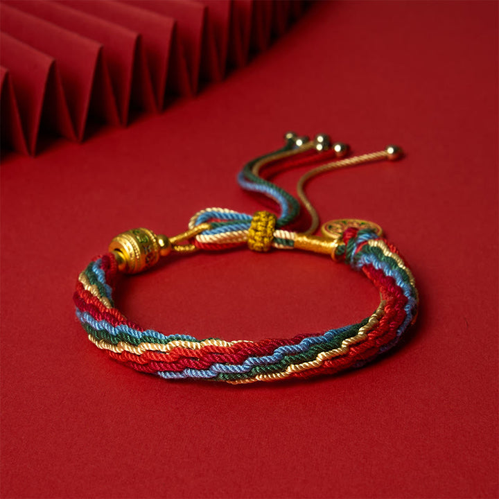 Buddha Stones マルチカラーロープエナメルオーム・マニ・パドメ・フムチャームブレスレット - image 1