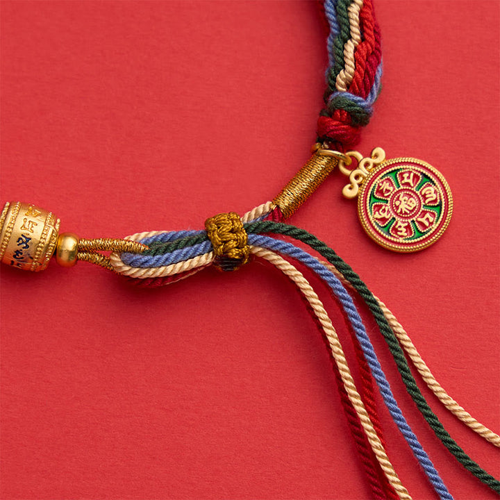 Buddha Stones マルチカラーロープエナメルオーム・マニ・パドメ・フムチャームブレスレット - image 4