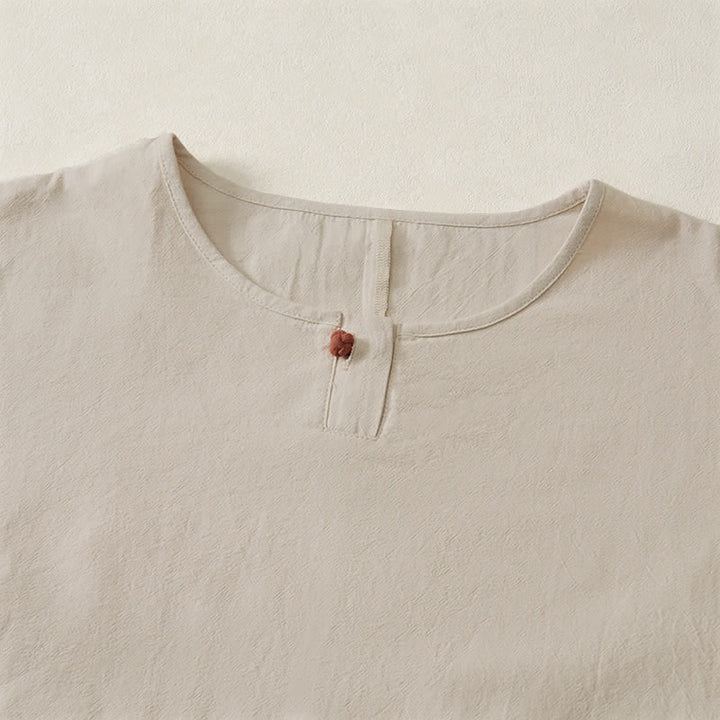 Buddha Stones 春秋カジュアルシンプル無地クルーネックデザインコットンレディース長袖Tシャツ - image 2