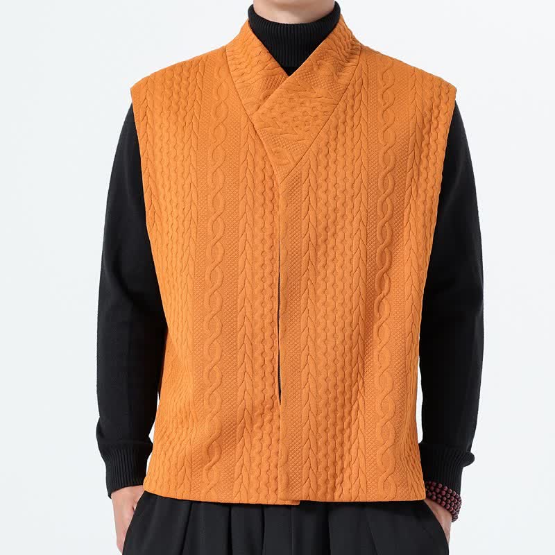Buddha Stones 秋冬カジュアルミニマリスト無地ニットタンクトップメンズベスト - オレンジ - US/UK/AU46、 EU56 (5XL) - image 11