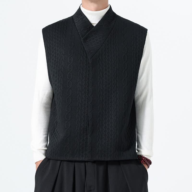 Buddha Stones 秋冬カジュアルミニマリスト無地ニットタンクトップメンズベスト - 黒 - US/UK/AU46、 EU56 (5XL) - image 17