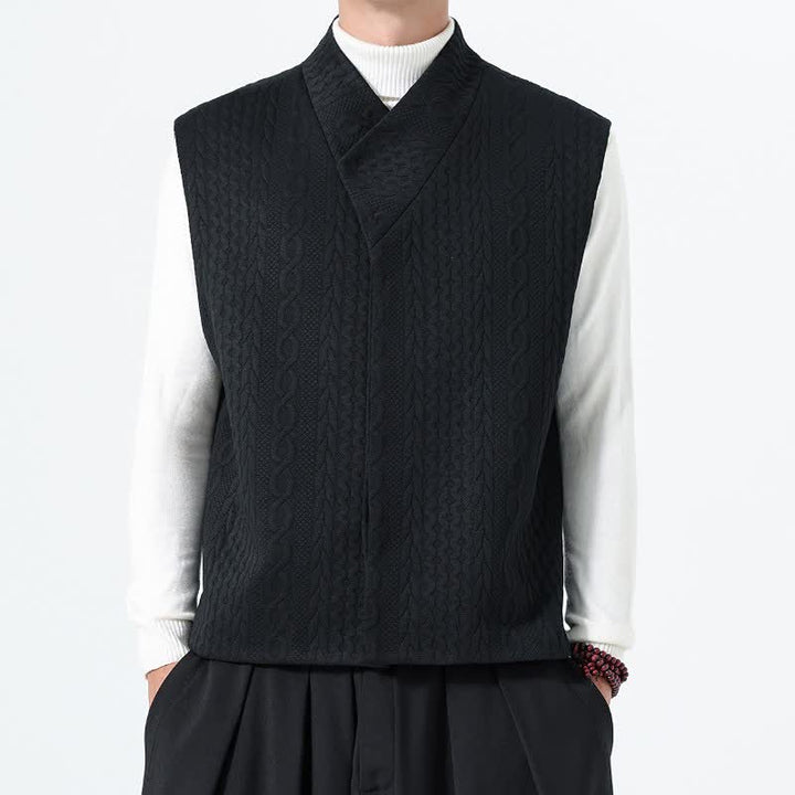 Buddha Stones 秋冬カジュアルミニマリスト無地ニットタンクトップメンズベスト - 黒 - US/UK/AU46、 EU56 (5XL) - image 17