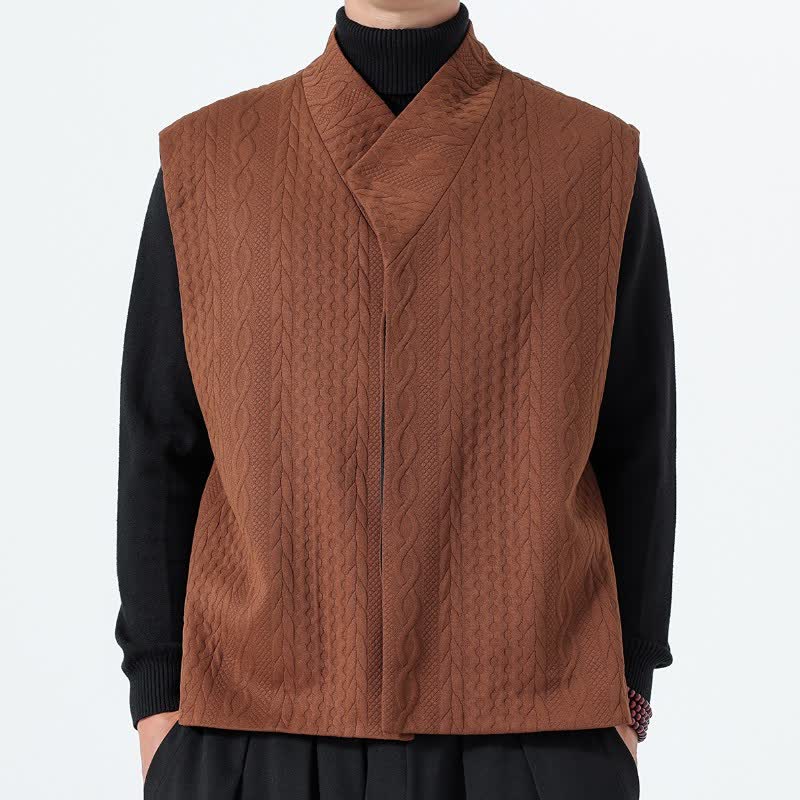 Buddha Stones 秋冬カジュアルミニマリスト無地ニットタンクトップメンズベスト - シエナ - US/UK/AU46、 EU56 (5XL) - image 0