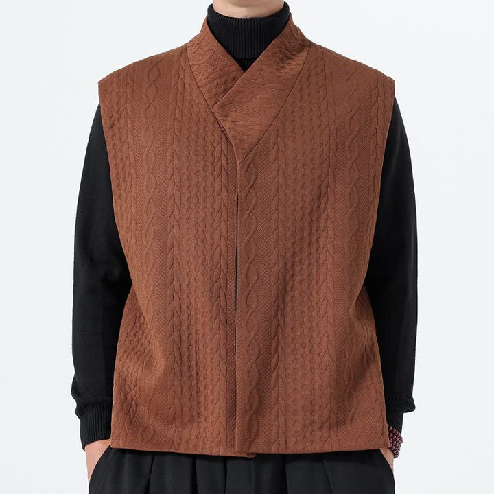 Buddha Stones 秋冬カジュアルミニマリスト無地ニットタンクトップメンズベスト - シエナ - US/UK/AU46、 EU56 (5XL) - image 0