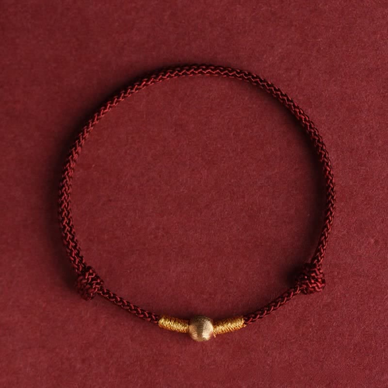 Buddha Stones 赤紐の手織り守護ブレスレット/アンクレット - 濃い赤 - アンクレット（周囲19～24cm） - image 1