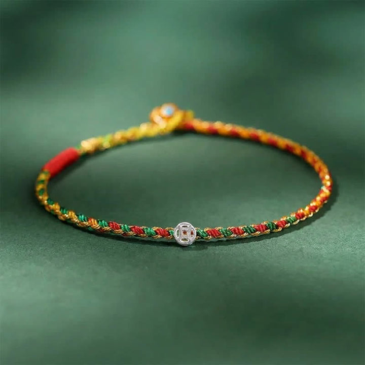 Buddha Stones 925スターリングシルバー製カラフル編み込み幸運繁栄ブレスレット - 黄色と緑 - 7.1～7.5インチ（18～19cm） - image 0