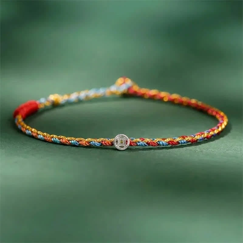 Buddha Stones 925スターリングシルバー製カラフル編み込み幸運繁栄ブレスレット - 赤青 - 7.1～7.5インチ（18～19cm） - image 2