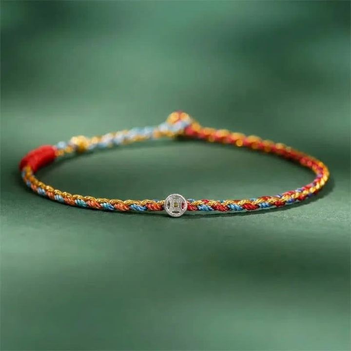 Buddha Stones 925スターリングシルバー製カラフル編み込み幸運繁栄ブレスレット - 赤青 - 7.1～7.5インチ（18～19cm） - image 2
