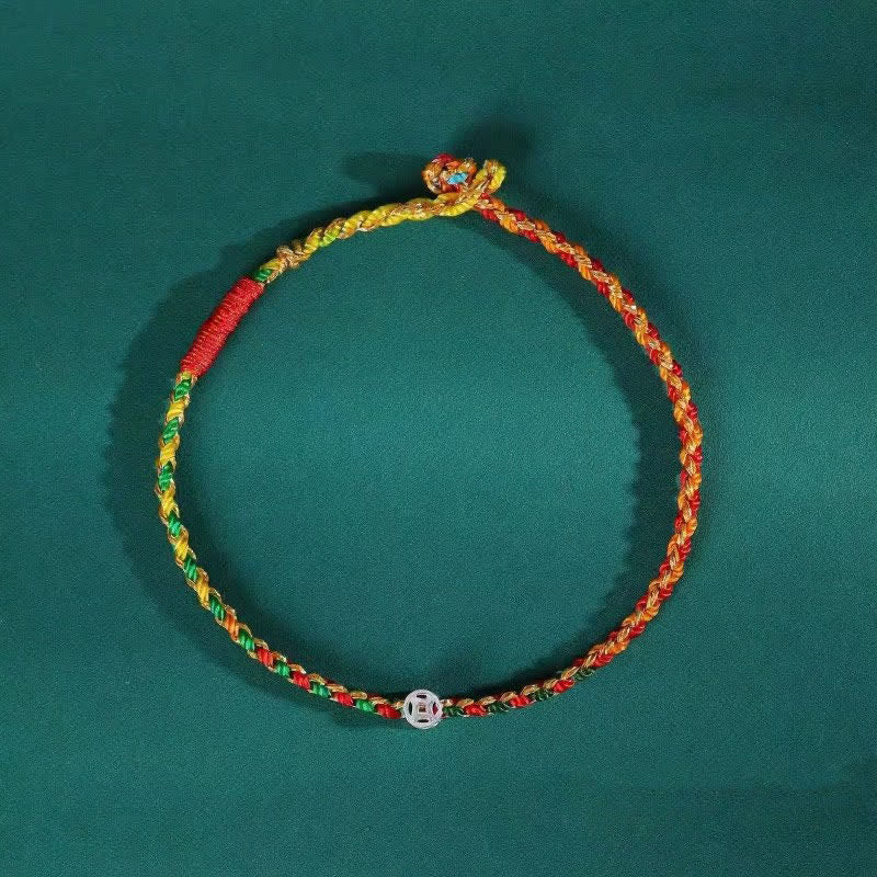 Buddha Stones 925スターリングシルバー製カラフル編み込み幸運繁栄ブレスレット - image 1