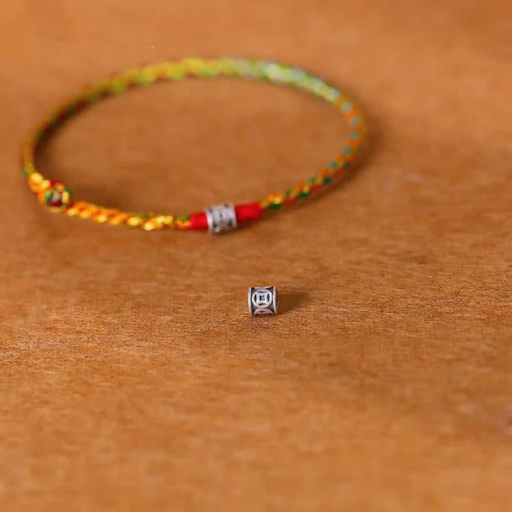Buddha Stones 925スターリングシルバー製、手織りマルチカラー赤紐のフェイスブレスレット - image 4