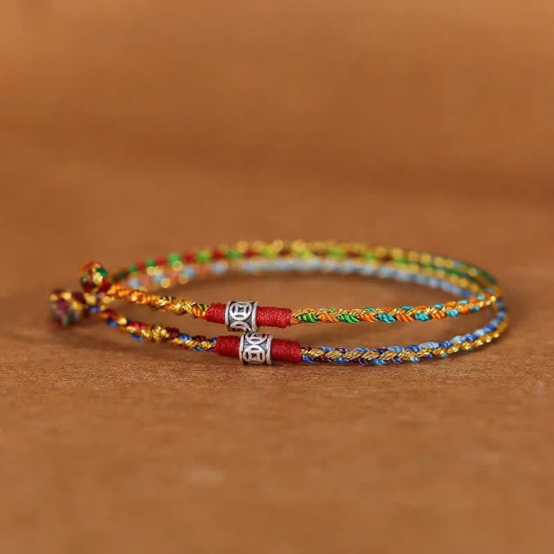 Buddha Stones 925スターリングシルバー製、手織りマルチカラー赤紐のフェイスブレスレット - image 9