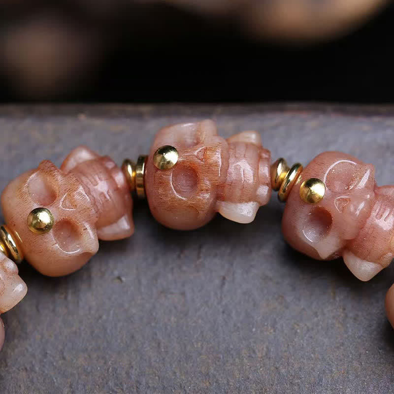 Buddha Stones 手彫りのスカルチベット骨ビーズヴィンテージブレスレット - image 4