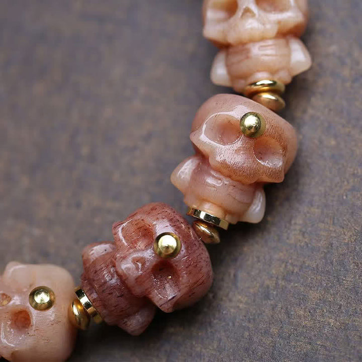 Buddha Stones 手彫りのスカルチベット骨ビーズヴィンテージブレスレット - image 3