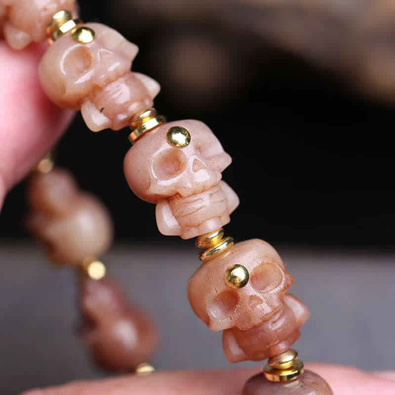 Buddha Stones 手彫りのスカルチベット骨ビーズヴィンテージブレスレット - image 2