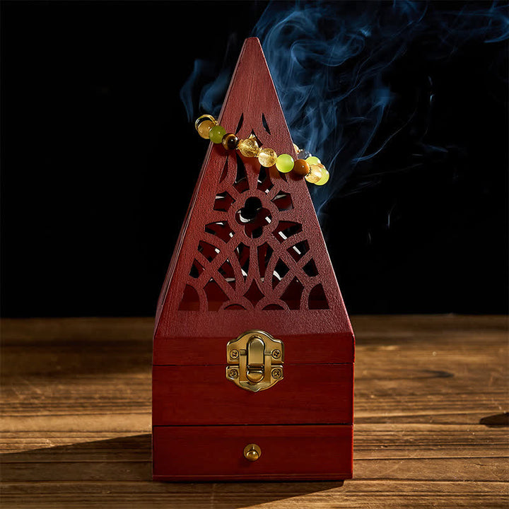 Buddha Stones天然木製正方形儀式用ボックス浄化香炉 - image 2