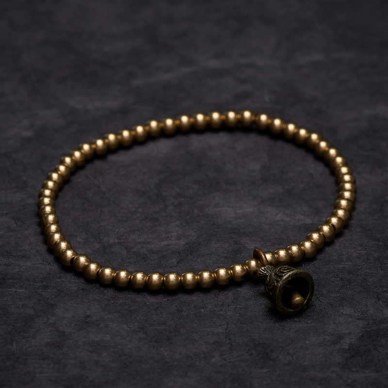 Buddha Stones 銅ビーズのベルペンダント付きバランスブレスレット - image 1