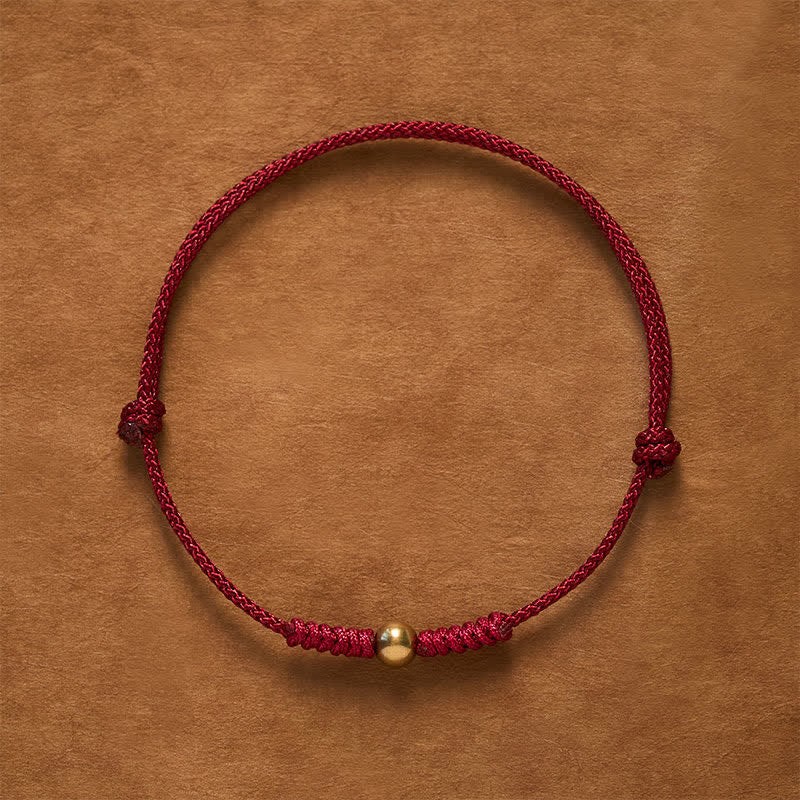 Buddha Stones 赤紐と銅ビーズの連結ブレスレット - 赤紐（守護♥幸運） - image 0