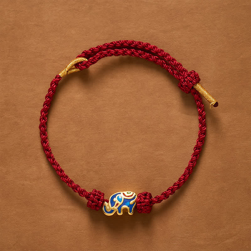 Buddha Stones 象の赤紐で編まれた知恵のブレスレット - 赤紐（守護♥幸運） - image 0
